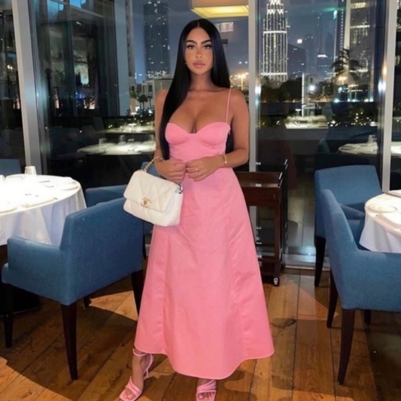 open lace back dress ZARA. Pink midi dress TM – Hibuy market main image 0